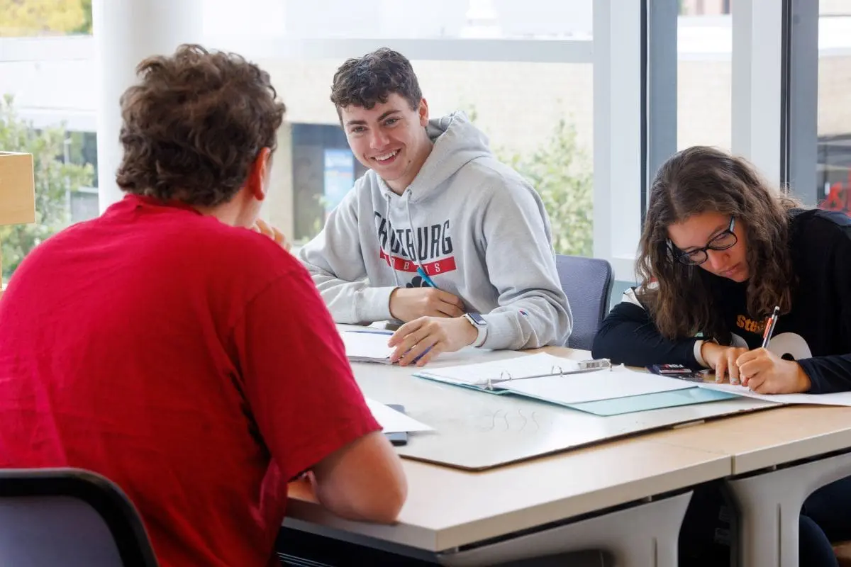 students at table