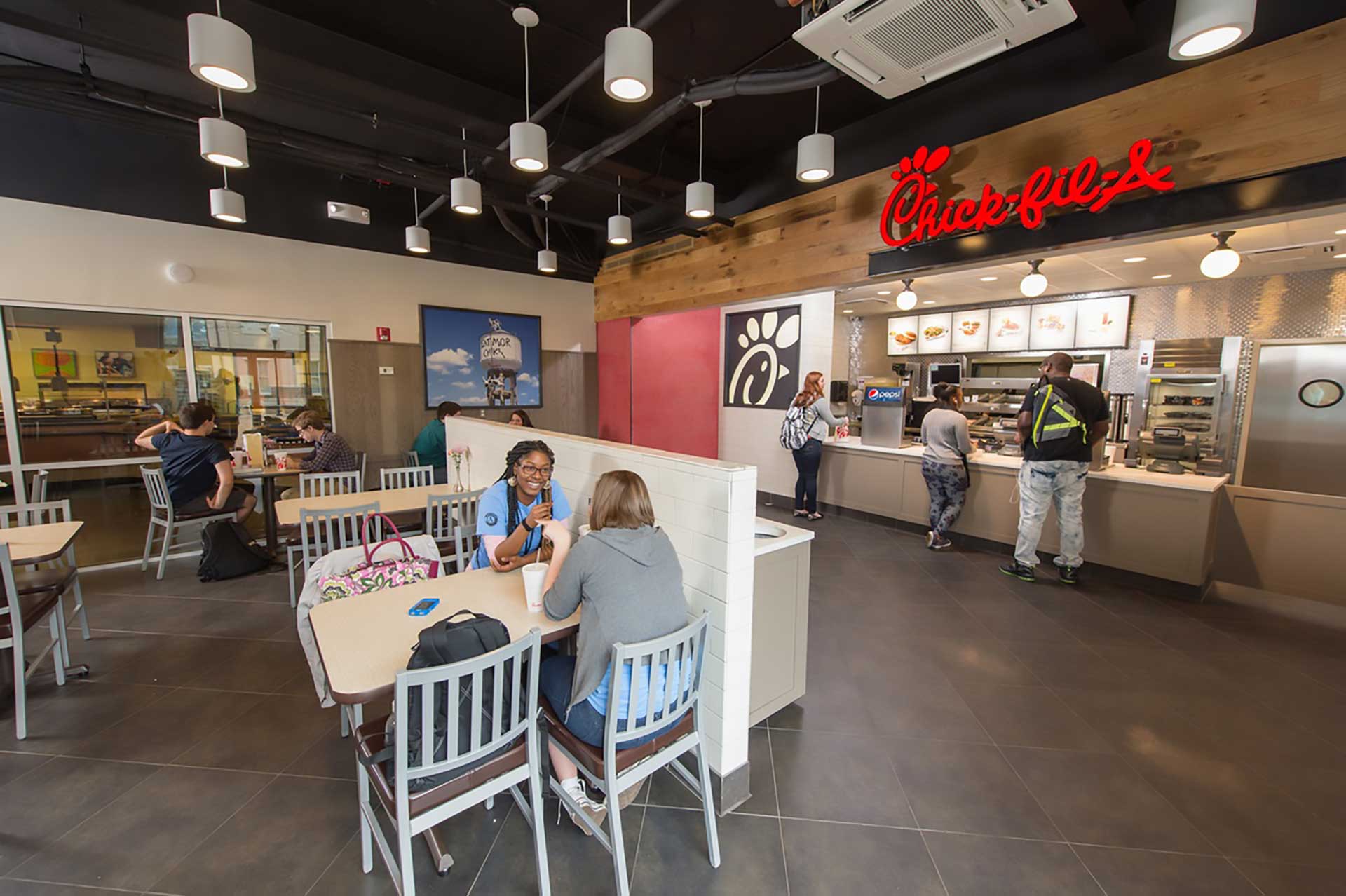 Interior view of Chick-fil-A dining room