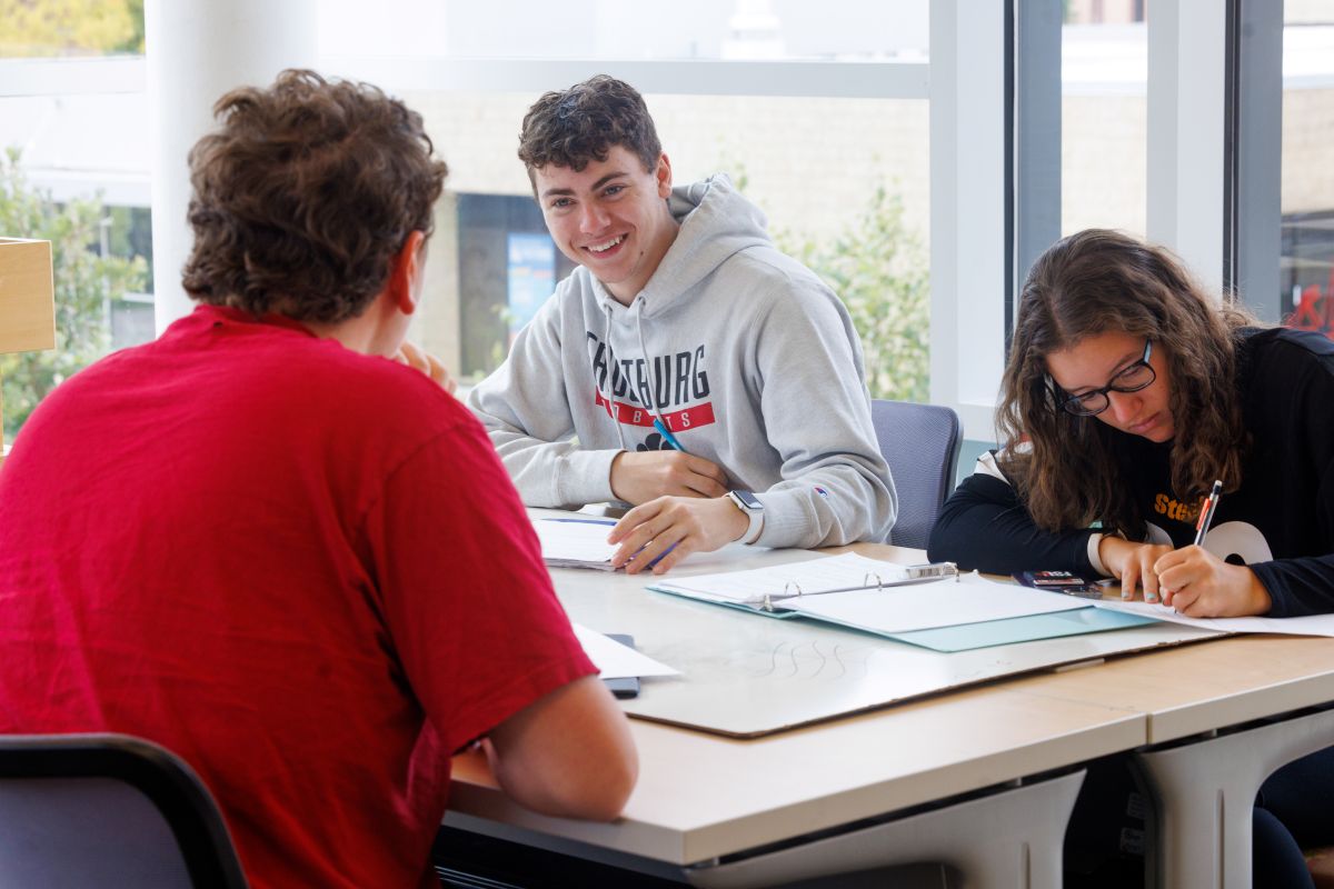 students at table